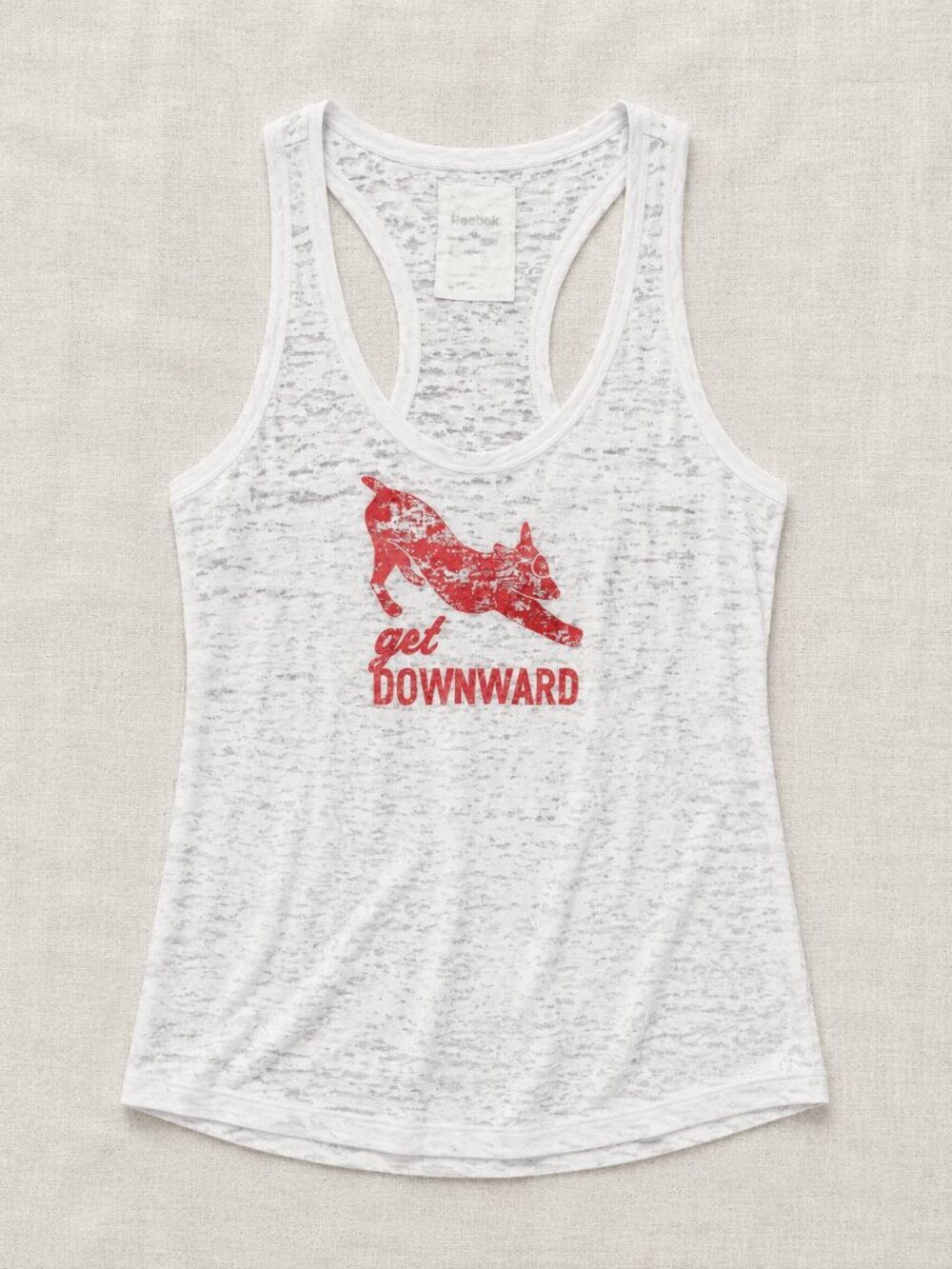 NWT Reebok Get Downward Yoga Tank Top White Graphic Racerback Size Medium